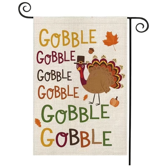 Double Sided Gobble Turkey Thanksgiving Garden Flag - Picture 2 of 2
